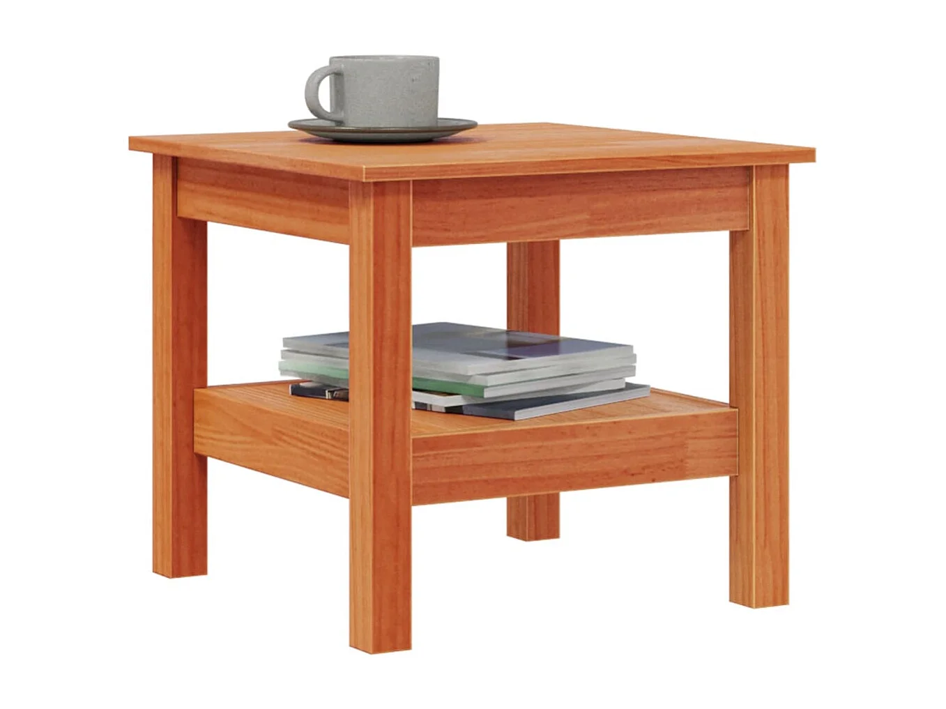 Table basse cire marron 45x45x40 cm bois massif de pin