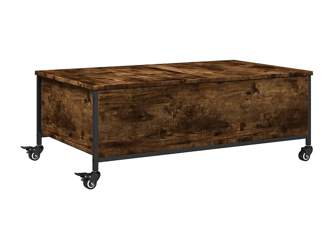 Mesa de centro com rodas derivados de madeira carvalho fumado
