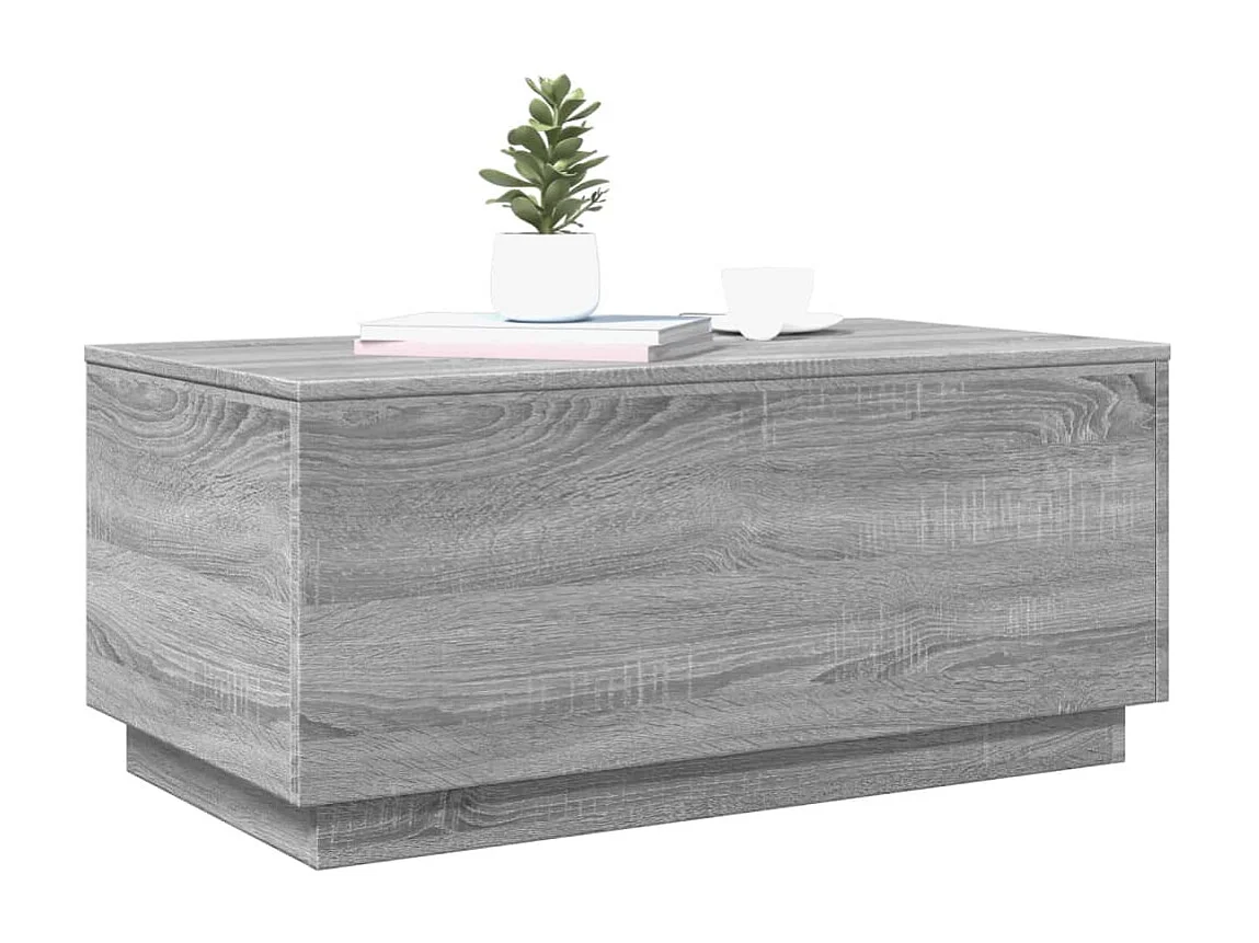 Table basse avec lumières LED gris sonoma 90x50x40 cm