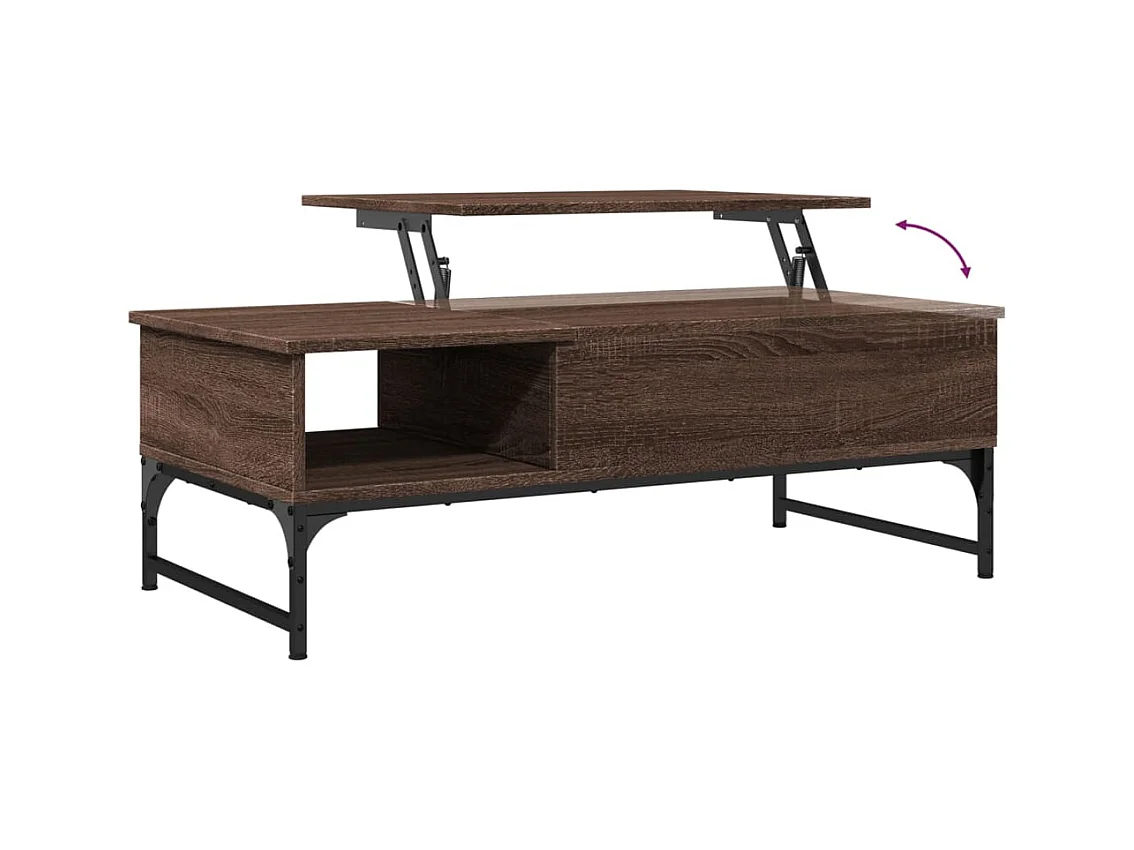 Table basse chêne marron 100x50x35cm bois d'ingénierie et métal
