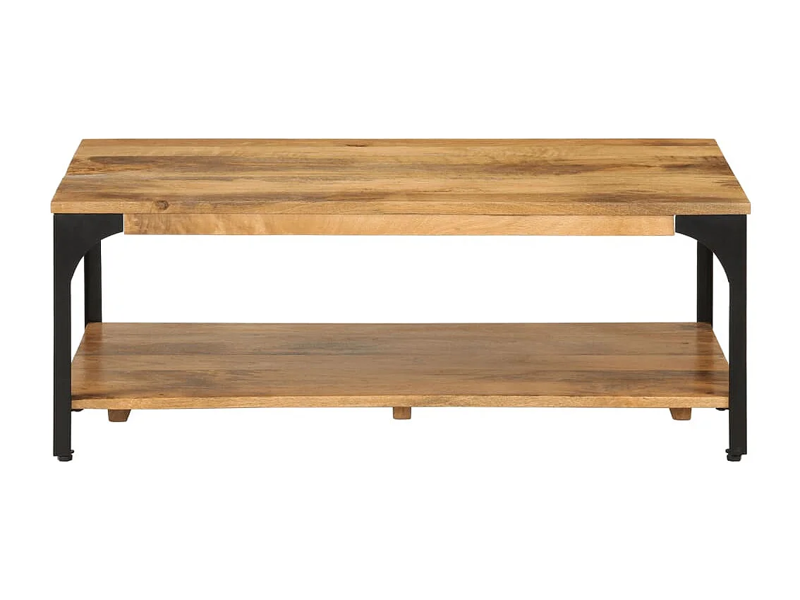 Salontafel 2-laags 100x55x38 cm massief mangohout en staal