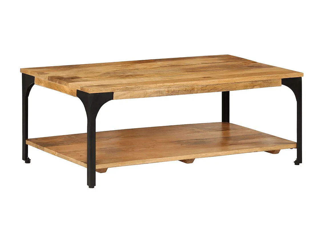 Salontafel 2-laags 100x55x38 cm massief mangohout en staal