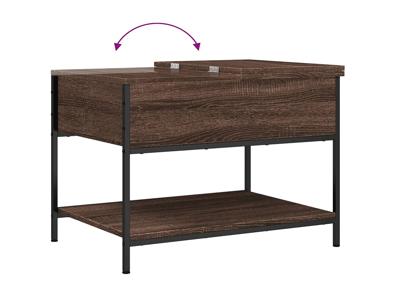 Table basse chêne marron 70x50x50 cm bois d'ingénierie et métal