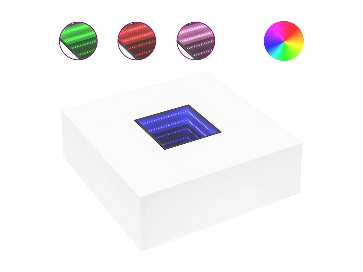 Table basse avec LED infini blanc 100x100x40 cm