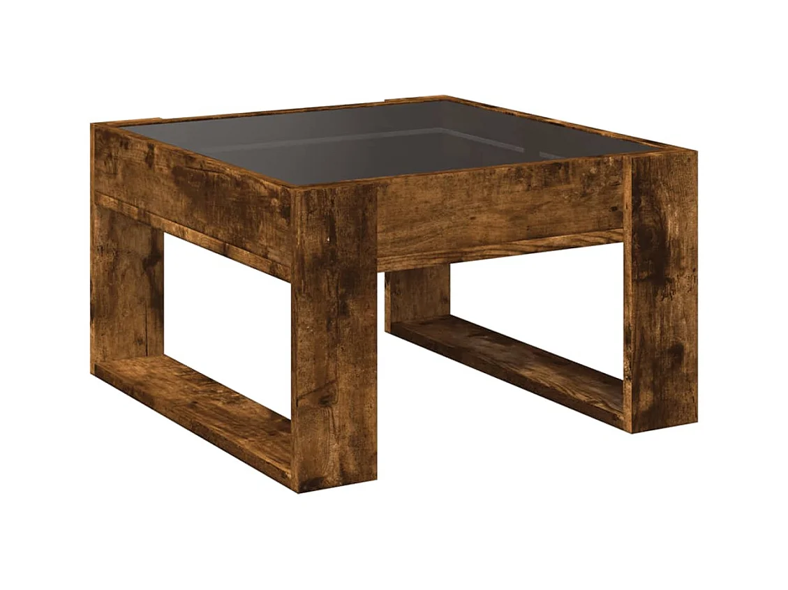 Table basse avec LED infini chêne fumé 50x53x30 cm
