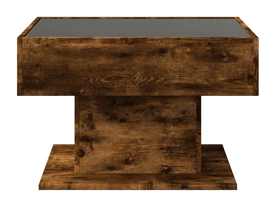 Table basse avec LED chêne fumé 70x50x45 cm bois d'ingénierie