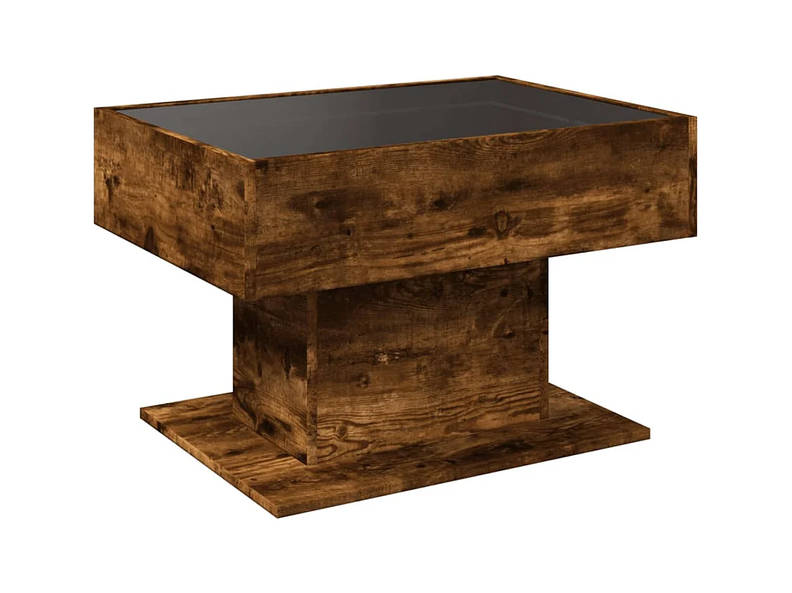Table basse avec LED chêne fumé 70x50x45 cm bois d'ingénierie