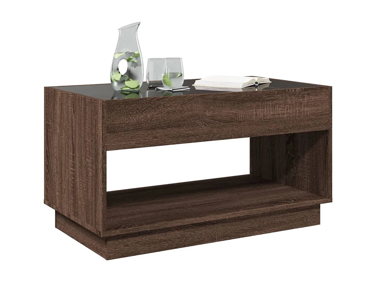 Table basse avec LED infini chêne marron 90x50x50 cm