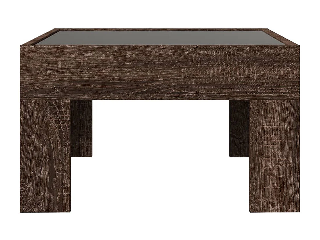 Table basse avec LED infini chêne marron 50x50x30 cm