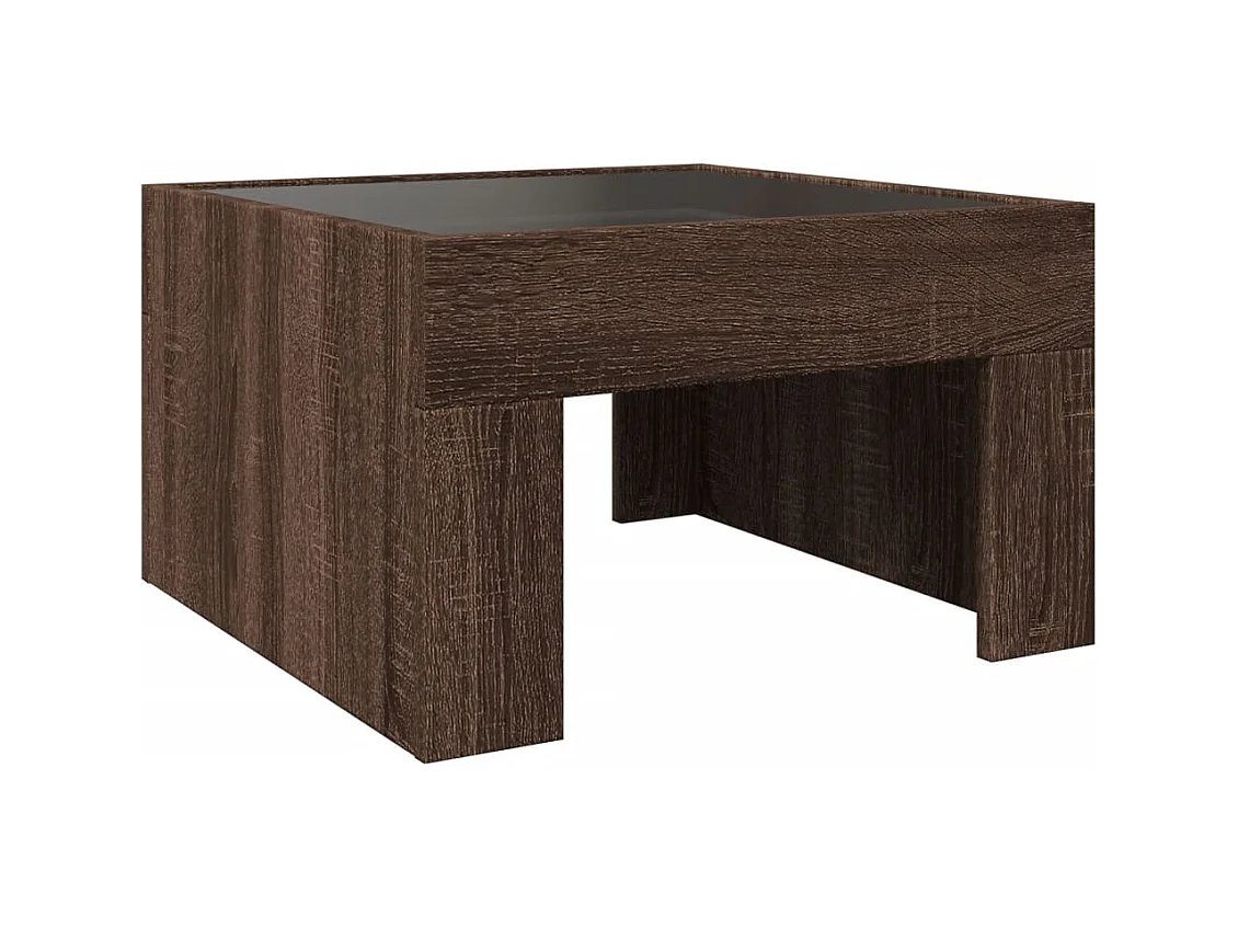 Table basse avec LED infini chêne marron 50x50x30 cm