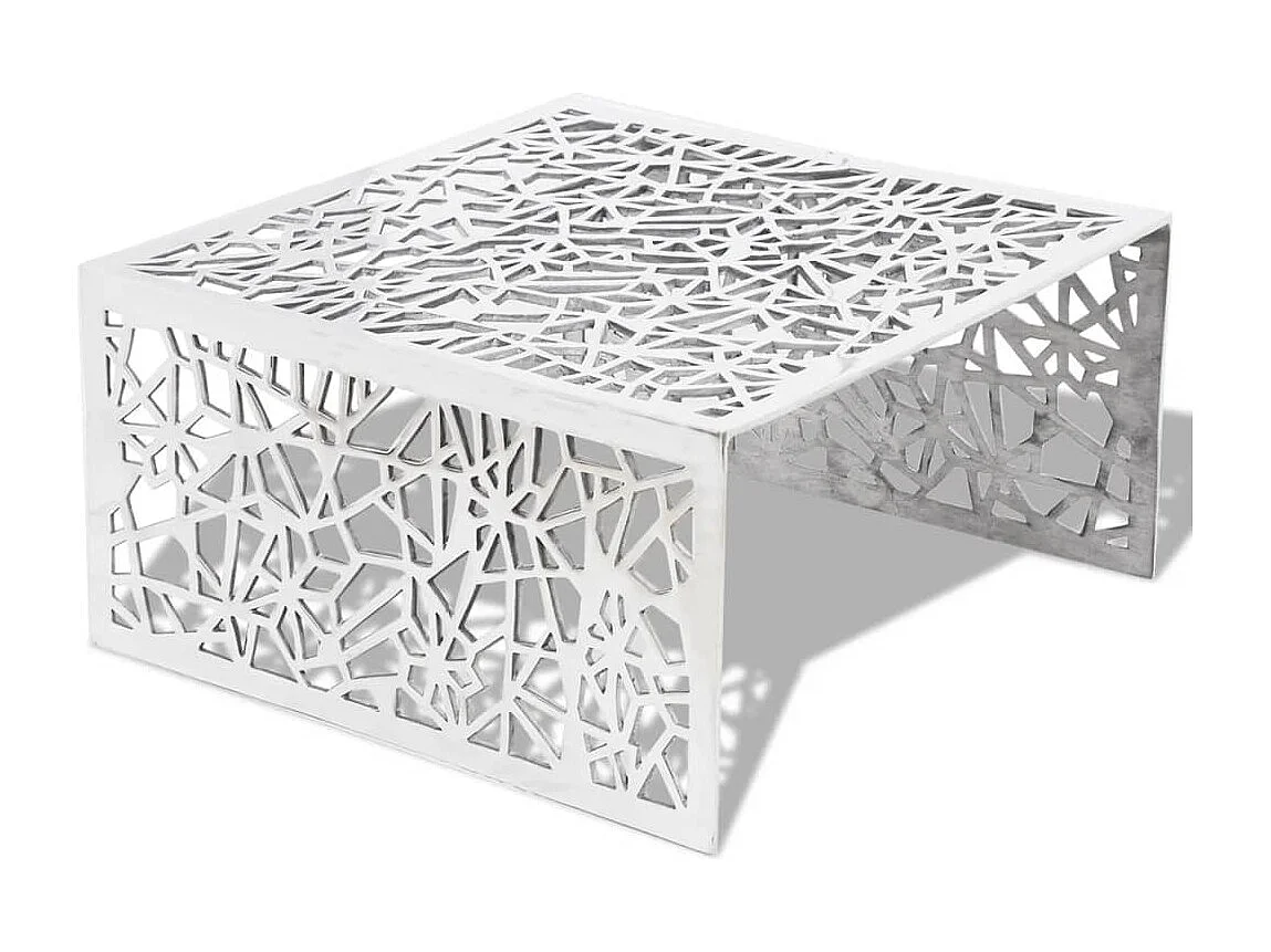 Salontafel opengewerkt ontwerp aluminium zilverkleurig