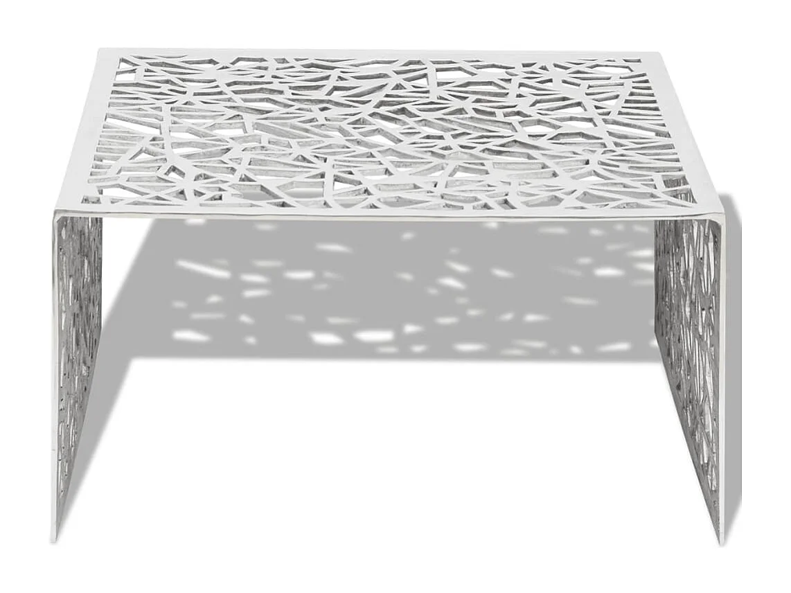 Salontafel opengewerkt ontwerp aluminium zilverkleurig