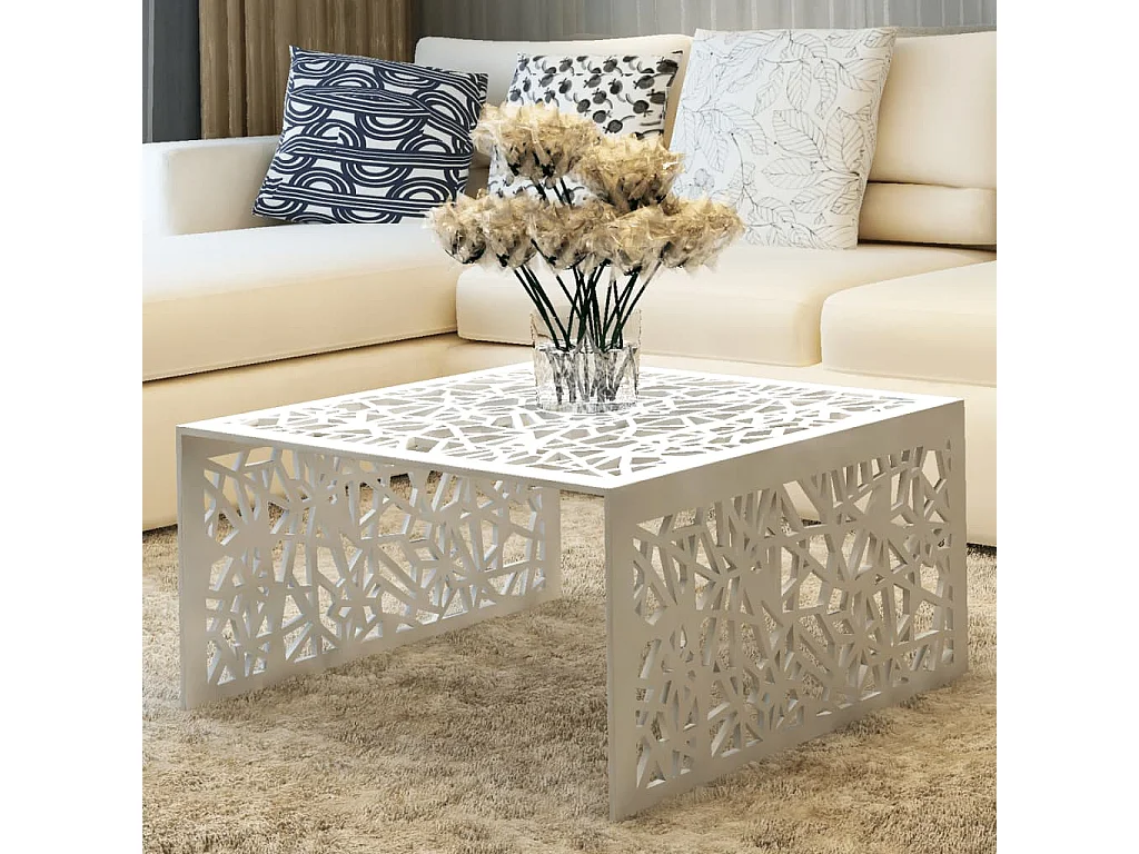 Table basse argentée Design géométrique Aluminium