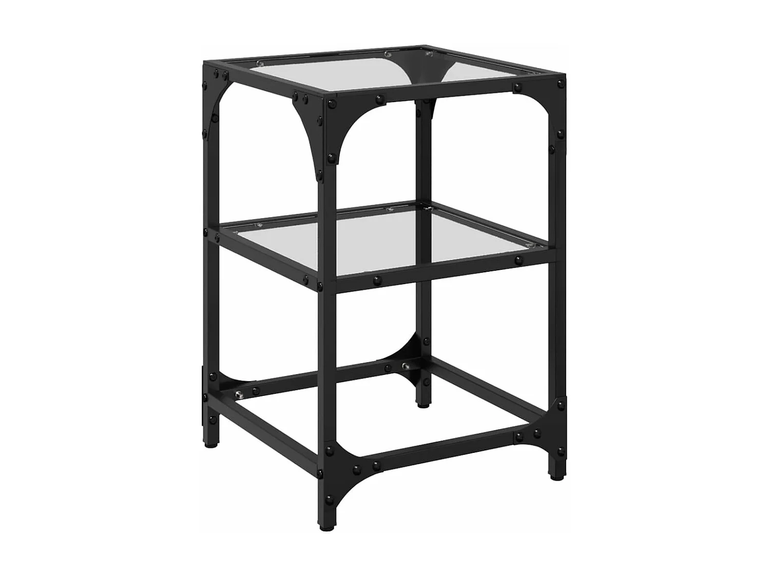 Table basse avec dessus en verre transparent 30x30x45 cm acier