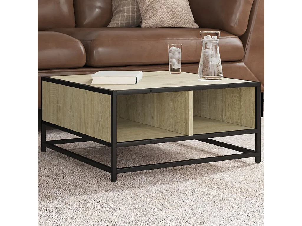 Table basse chêne sonoma 60,5x60,5x30cm bois d'ingénierie/métal