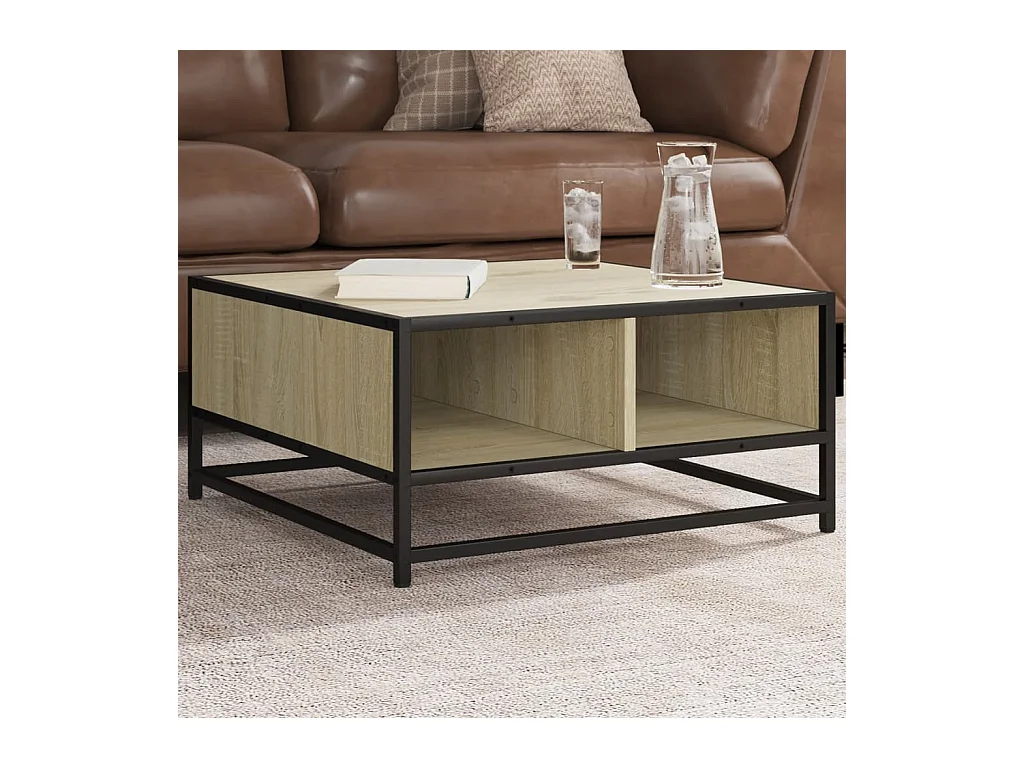Mesa de centro derivados de madeira e metal carvalho sonoma