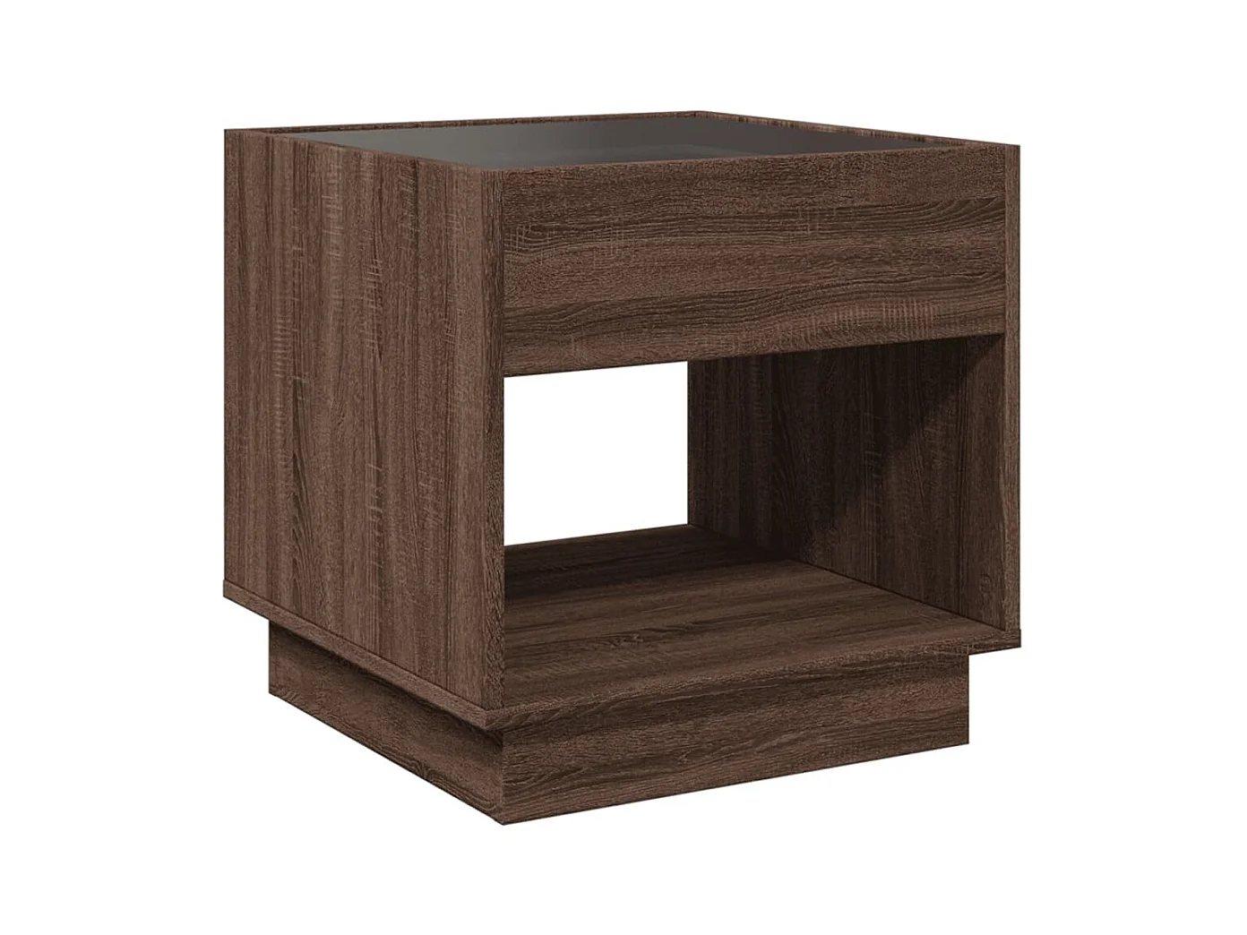 Table basse avec LED infini chêne marron 50x50x50 cm