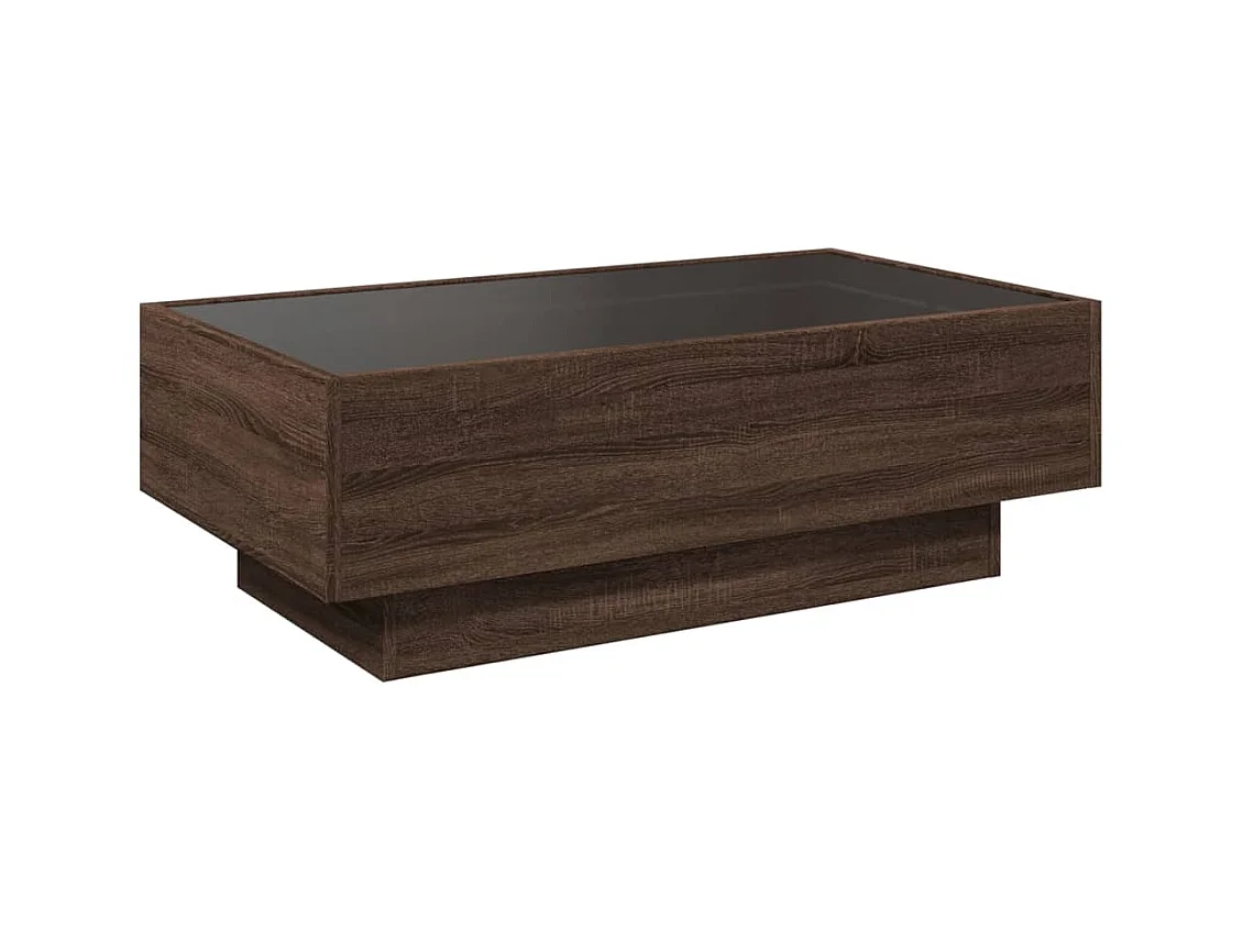 Table basse avec LED chêne marron 90x50x30 cm bois d'ingénierie