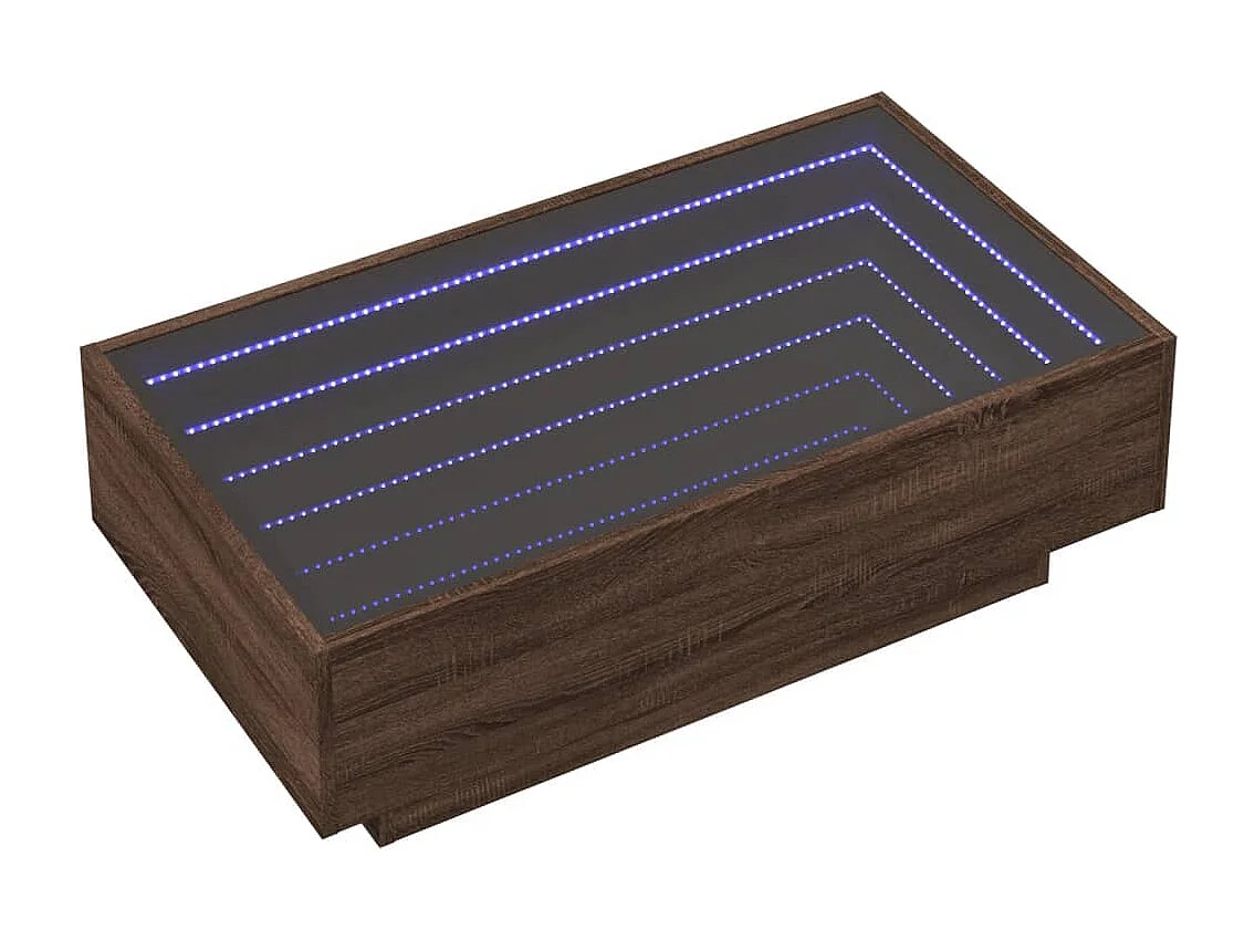 Table basse avec LED chêne marron 90x50x30 cm bois d'ingénierie