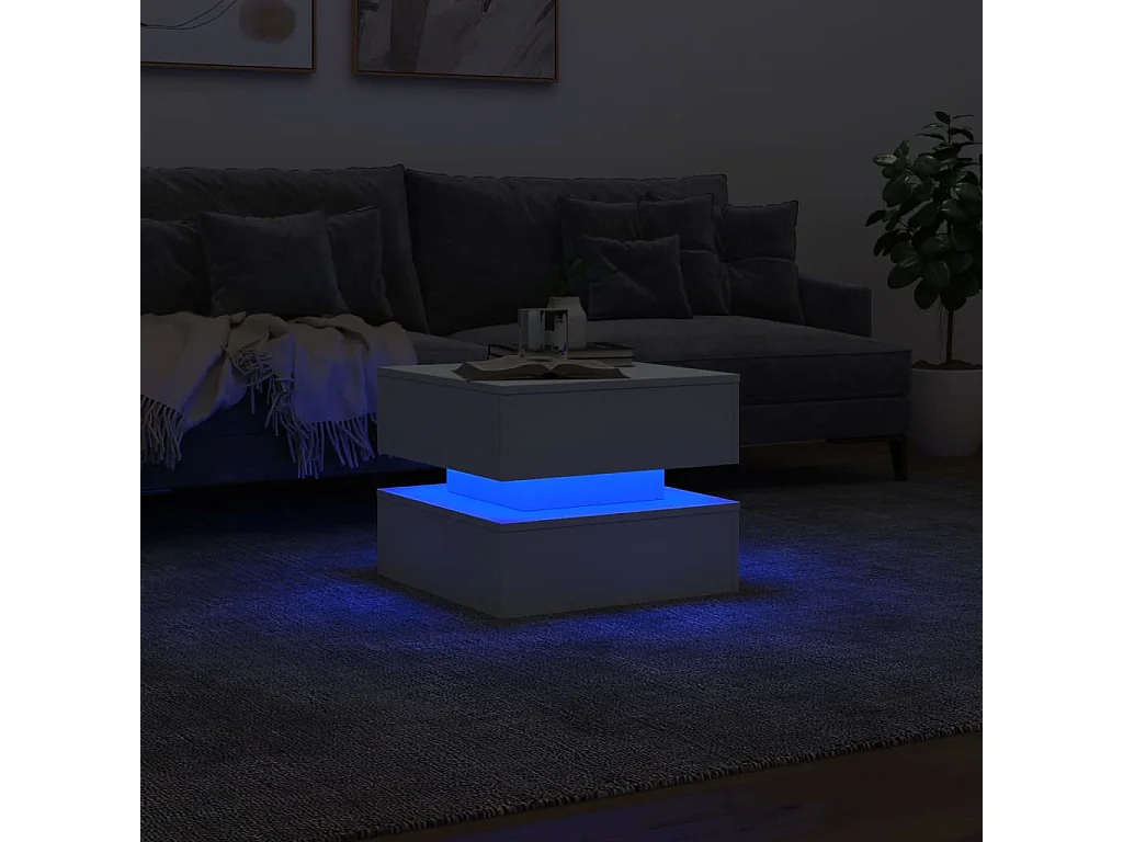 Salontafel met LED-verlichting 50x50x40 cm wit