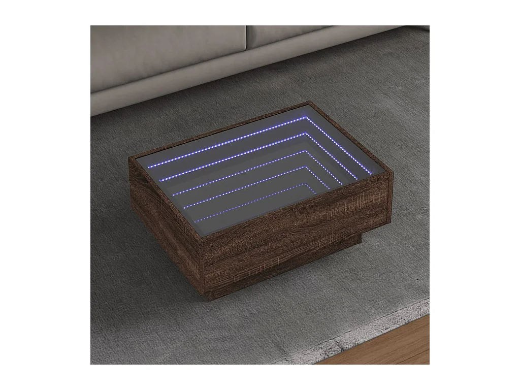 Table basse avec LED chêne marron 70x50x30 cm bois d'ingénierie