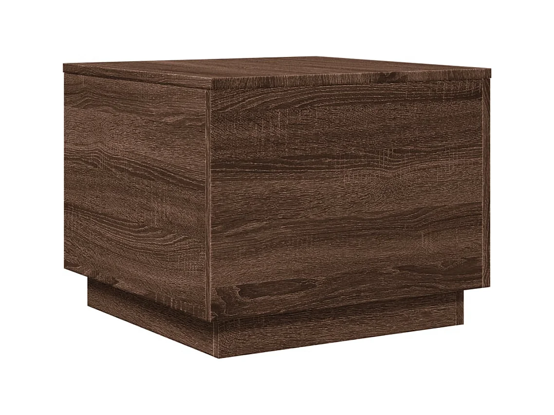 Table basse avec lumières LED chêne marron 50x50x40 cm