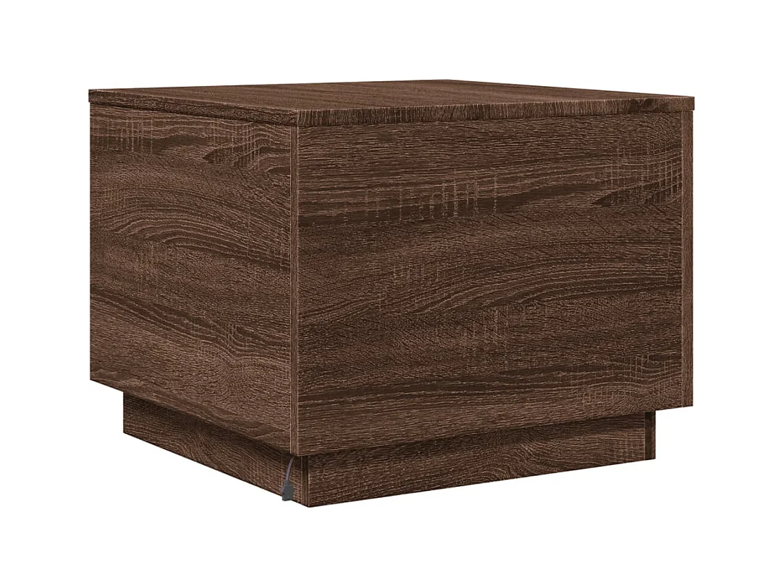 Table basse avec lumières LED chêne marron 50x50x40 cm