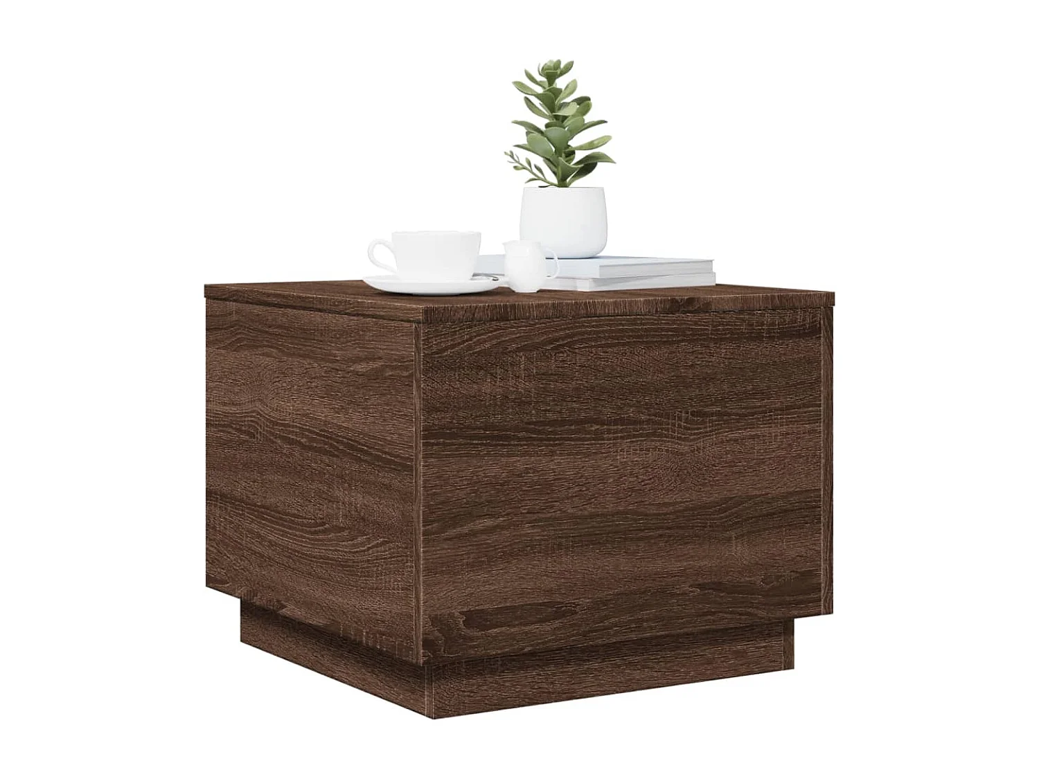 Table basse avec lumières LED chêne marron 50x50x40 cm