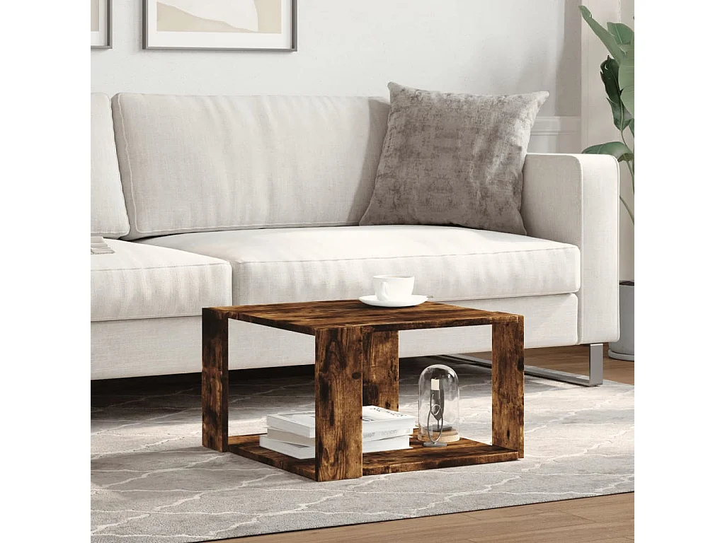 Table basse chêne fumé 51,5x51,5x30 cm bois d'ingénierie