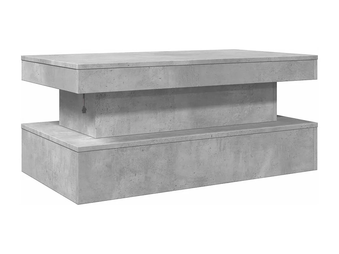 Table basse avec lumières LED gris béton 90x50x40 cm