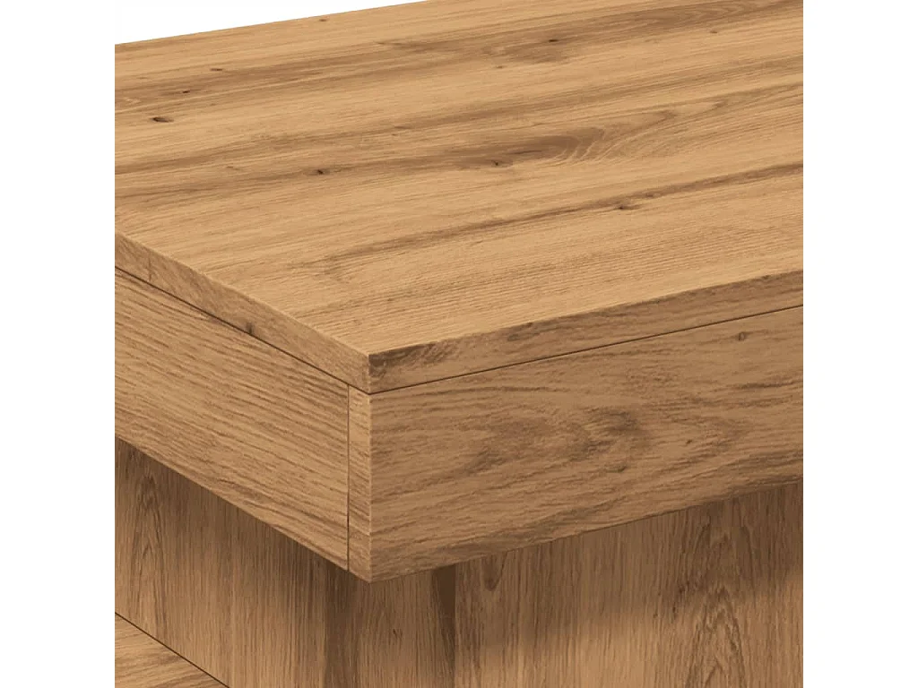 Table basse avec lumières LED chêne artisanal 50x50x40 cm