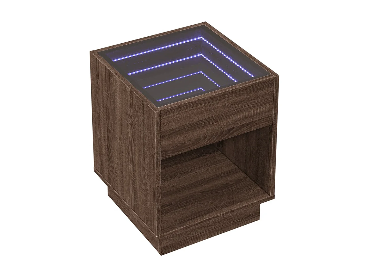 Table basse avec LED infini chêne marron 40x40x50 cm