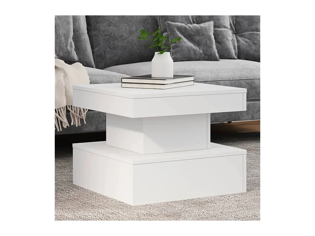 Mesa de centro com luzes LED 50x50x40 cm branco