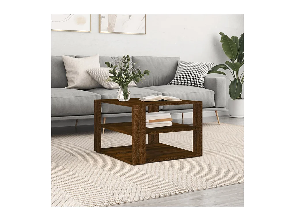 Table basse chêne marron 59,5x59,5x40 cm bois d'ingénierie