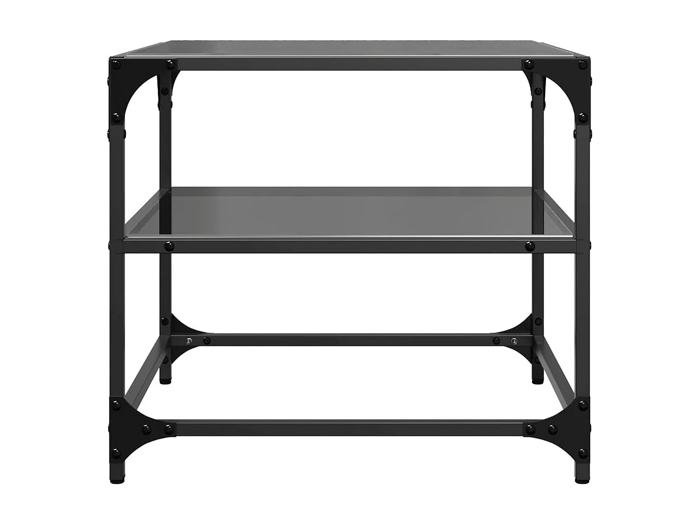 Table basse avec dessus en verre noir 50x50x45 cm acier