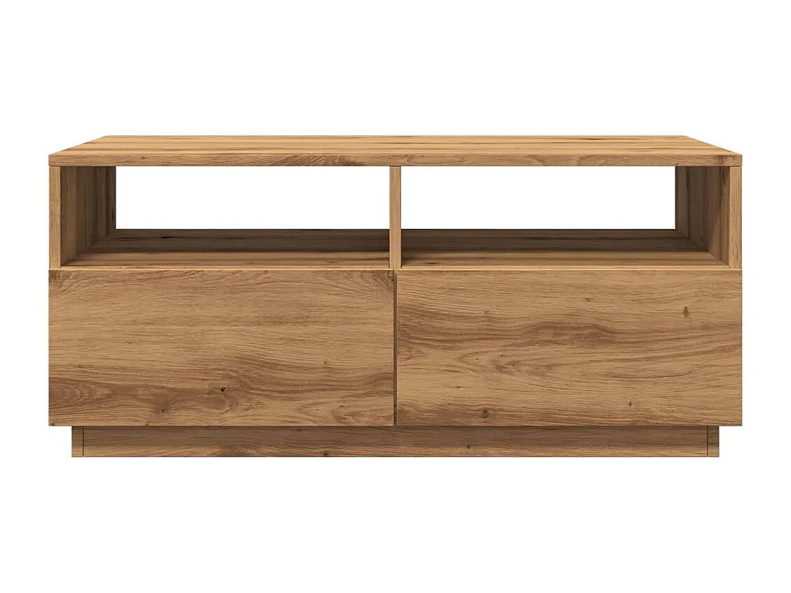 Table basse avec lumières LED chêne artisanal 90x49x40 cm