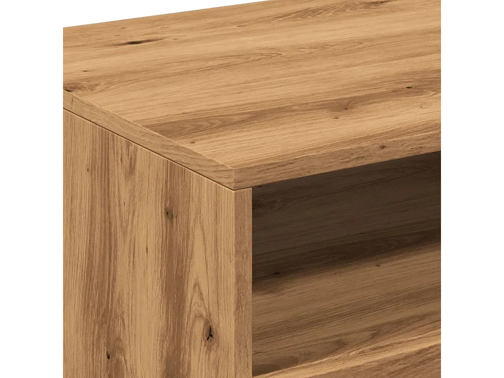 Table basse avec lumières LED chêne artisanal 90x49x40 cm