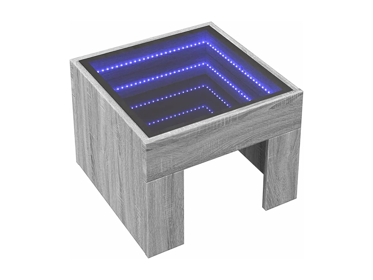 Mesa de centro luzes LED Infinity 40x40x30 cm cinzento sonoma