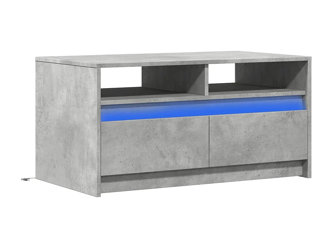 Mesa de centro con luces LED madera de ingeniería gris hormigón
