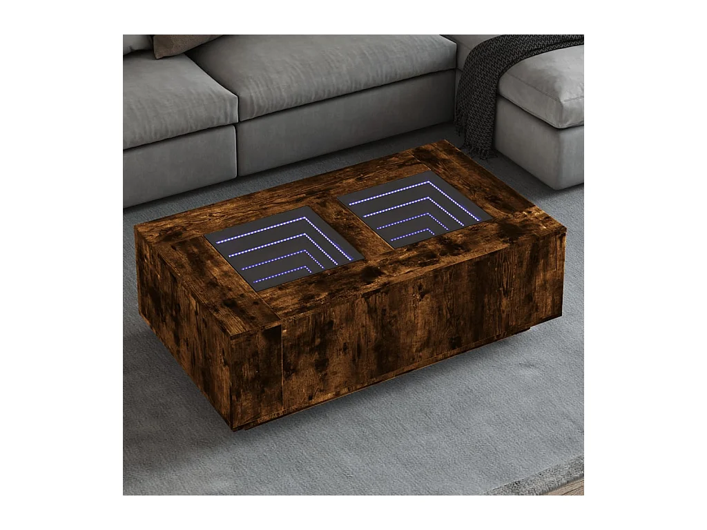 Table basse avec LED infini chêne fumé 116x69x40 cm