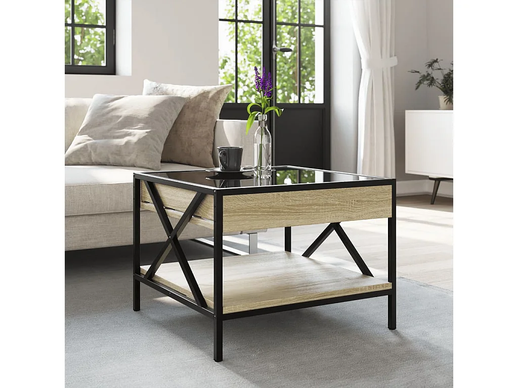 Table basse avec LED infini chêne sonoma 50x50x38 cm