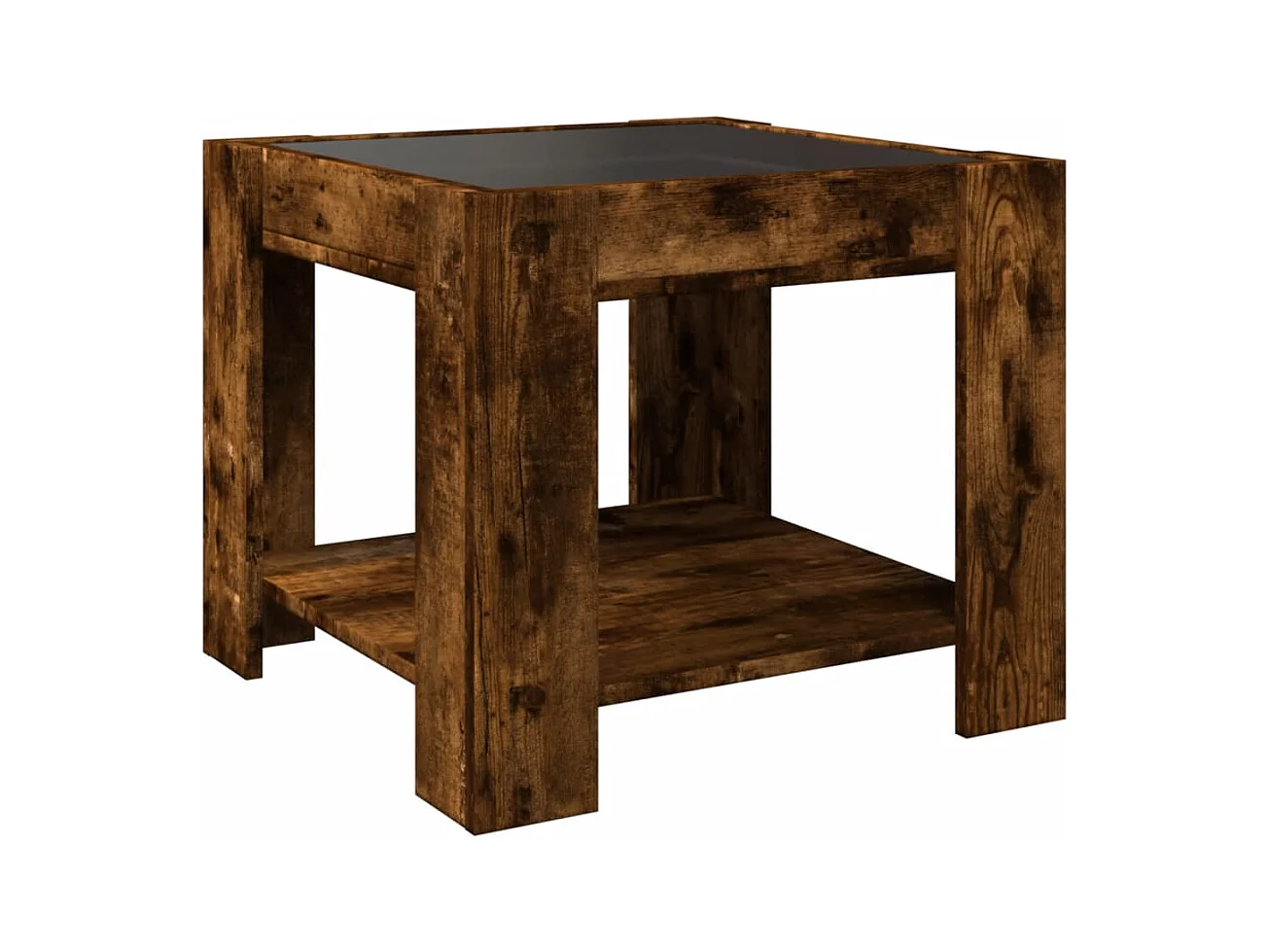 Table basse avec LED chêne fumé 53x53x45 cm bois d'ingénierie
