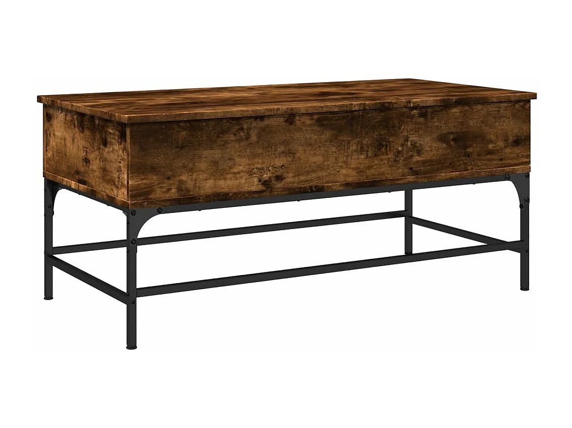 Table basse chêne fumé 100x50x45 cm bois d'ingénierie et métal