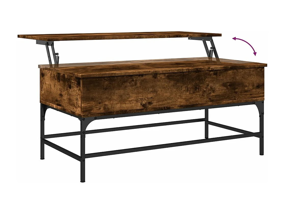 Table basse chêne fumé 100x50x45 cm bois d'ingénierie et métal