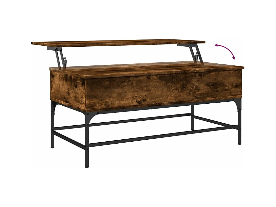 Table basse chêne fumé 100x50x45 cm bois d'ingénierie et métal