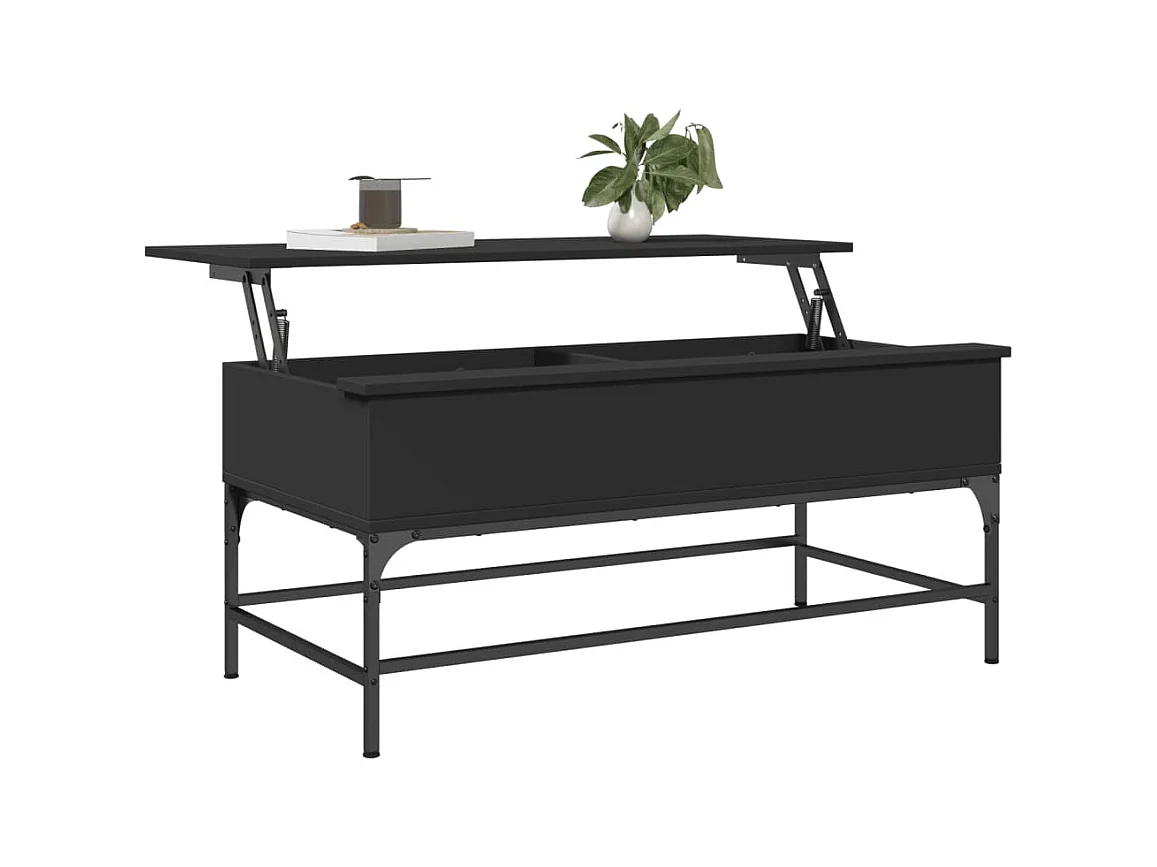 Table basse noir 100x50x45 cm bois d'ingénierie et métal