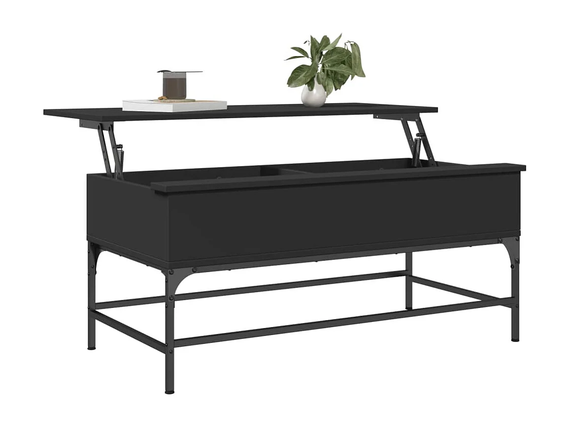 Table basse noir 100x50x45 cm bois d'ingénierie et métal