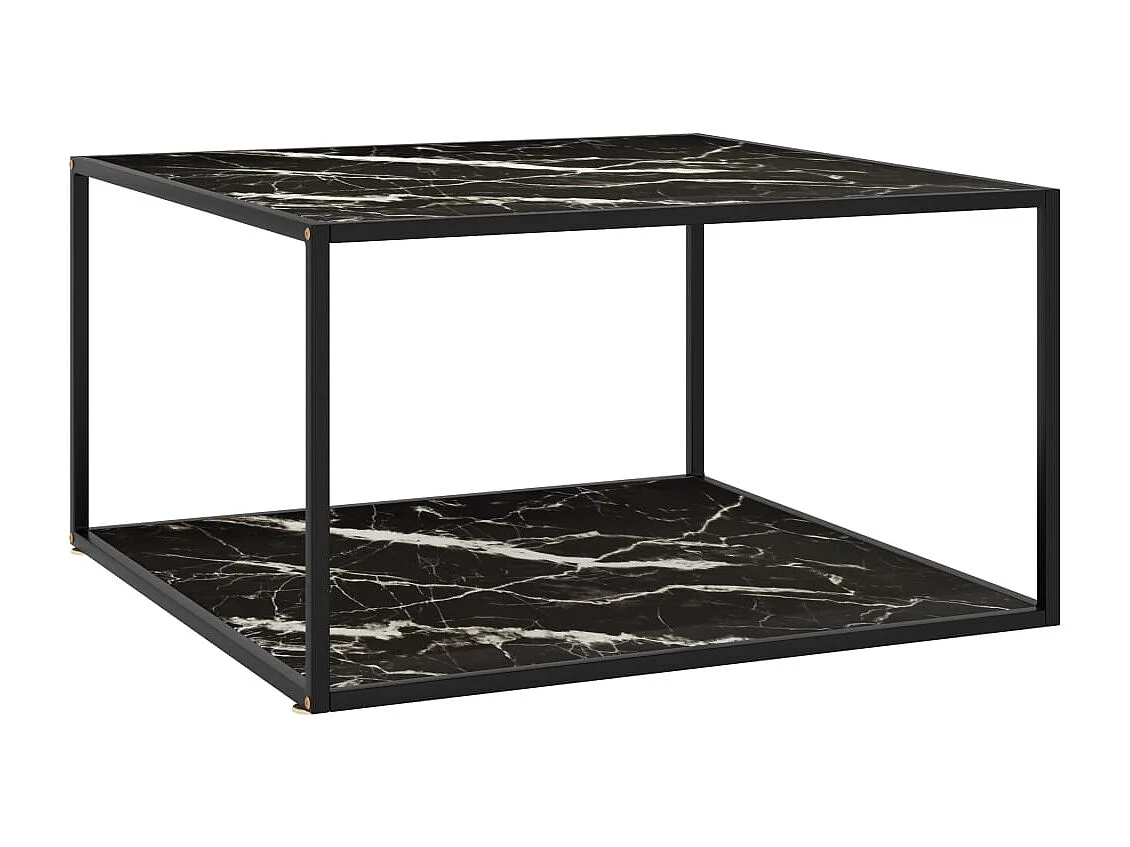 Table basse Noir avec verre marbre noir 90x90x50 cm