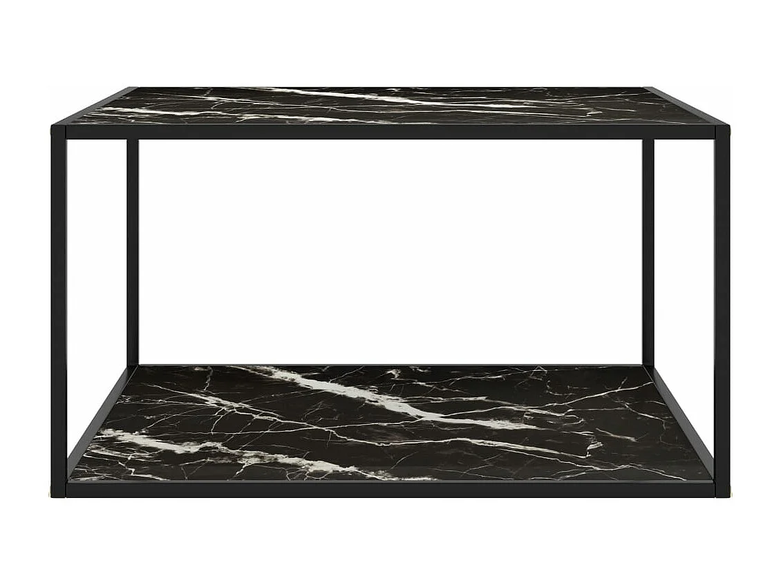 Table basse Noir avec verre marbre noir 90x90x50 cm