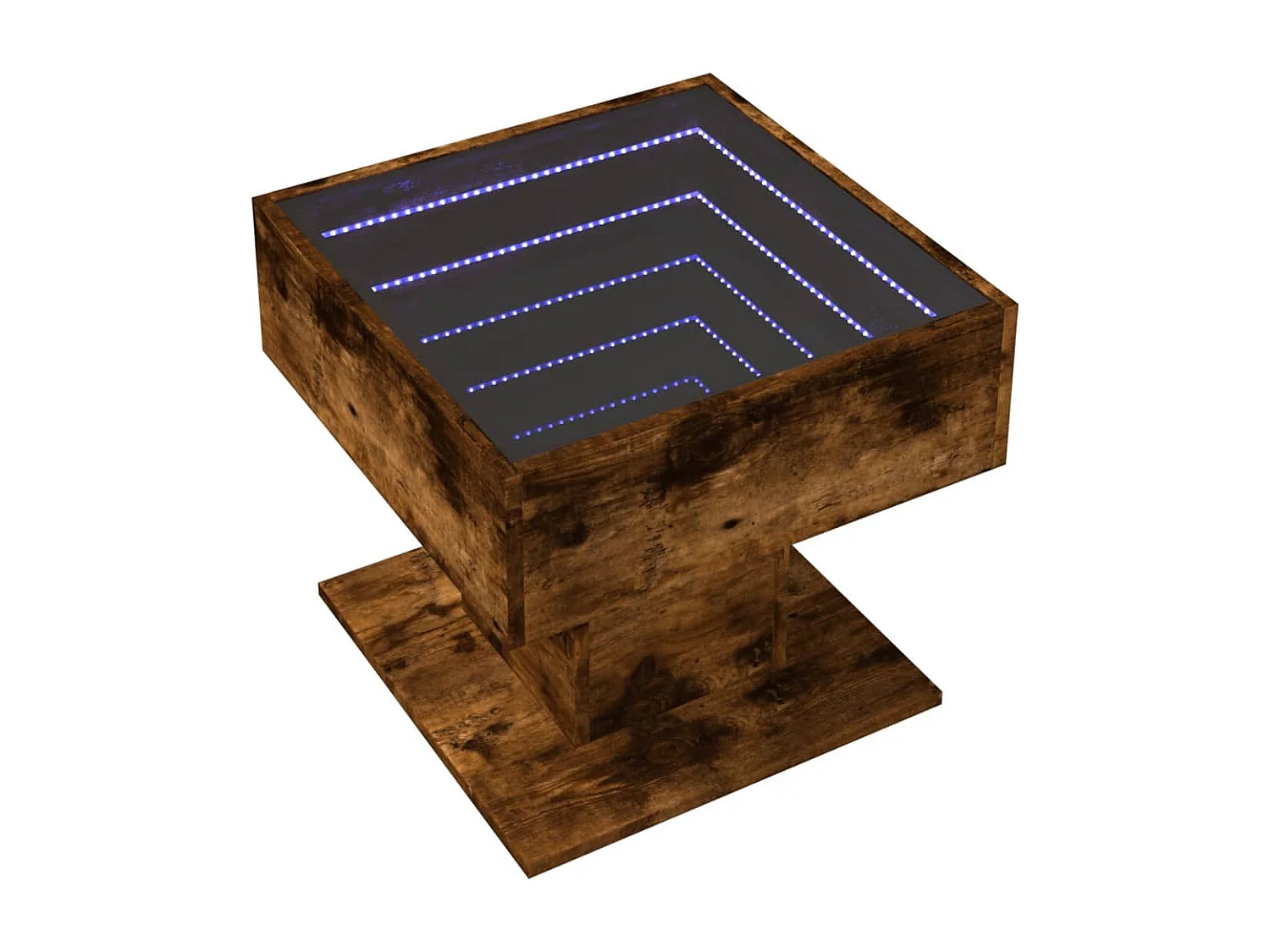 Table basse avec LED chêne fumé 50x50x45 cm bois d'ingénierie